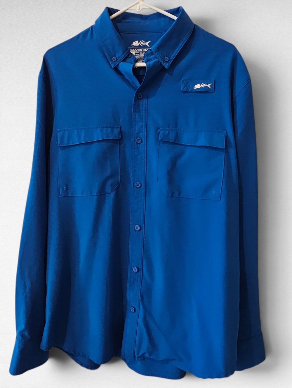 Silver Bait Men's Fishing Shirt Long Sleeve Vented UPF 50+ Blue Size Medium
